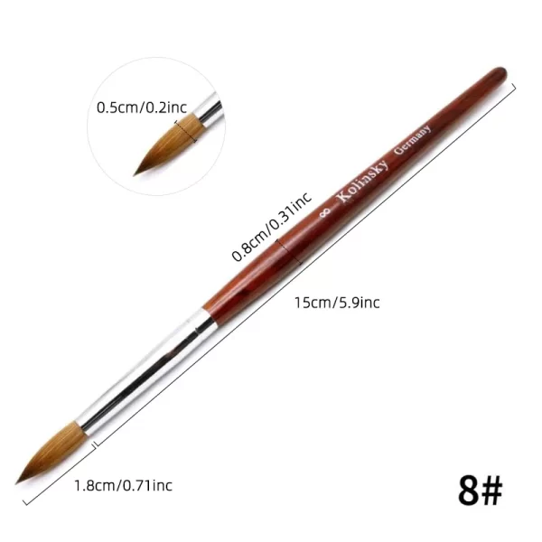 Kolinsky Hair Nail Brush Good Quality Nail Art Mink Brush Wood Handle Gel Nail Builder Manicure Brush Drawing Tools Size 8-24 - Image 14