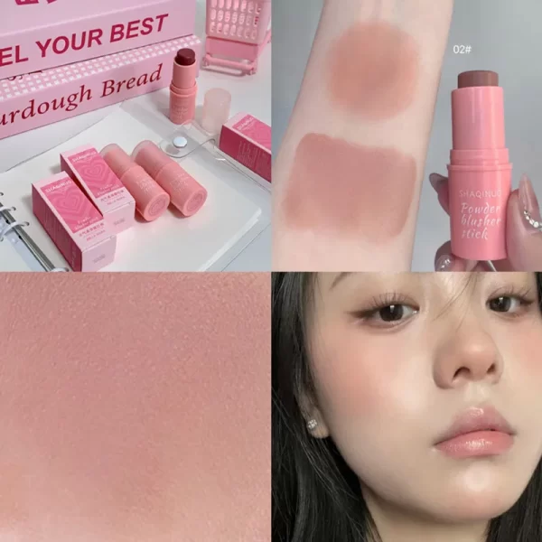 3 Color Blush Stick Matte Face Blusher Tinted Moisturizing Lasting Natural Rouge Contour Cream Blusher Cosmetics Cheek Makeup - Image 8