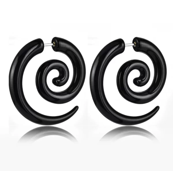 WKOUD Pair Black Acrylic Fake Cheater Twist Spiral Ear Taper Gauges Expanders Earring Tunnel Plugs Piercing Body Jewelry - Image 9