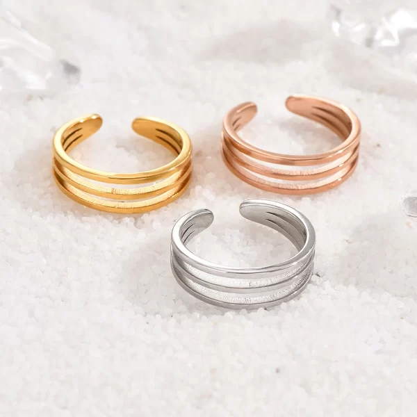 3Pcs Stainless Steel Simple Foot Ring Adjustable Opening Toe Ring for Women Girl Man Summer Beach Vacation Jewelry Finger Ring - Image 4