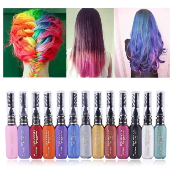 13 Colors One-off Hair Color Dye Temporary Non-toxic DIY Hair Color Mascara Washable One-time Hair Dye Crayons Blue Grey Purple - Image 2
