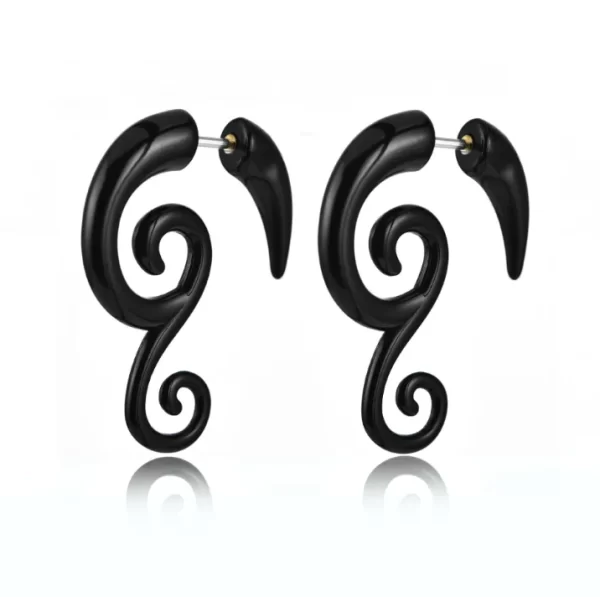 WKOUD Pair Black Acrylic Fake Cheater Twist Spiral Ear Taper Gauges Expanders Earring Tunnel Plugs Piercing Body Jewelry - Image 13