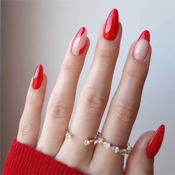24Pcs Women Girls Medium Almond Red French Christmas Gingerbread Man Crutch Full Coverage Wearable Fake Nail Press on Nail Art - Image 13