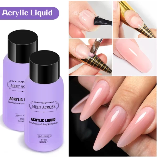 MEET ACROSS 40ml Acrylic Liquid For Acrylic Powder Dust Nails Monomer Crystal Nail Art Nail Extension Carving Manicure Tool - Image 2