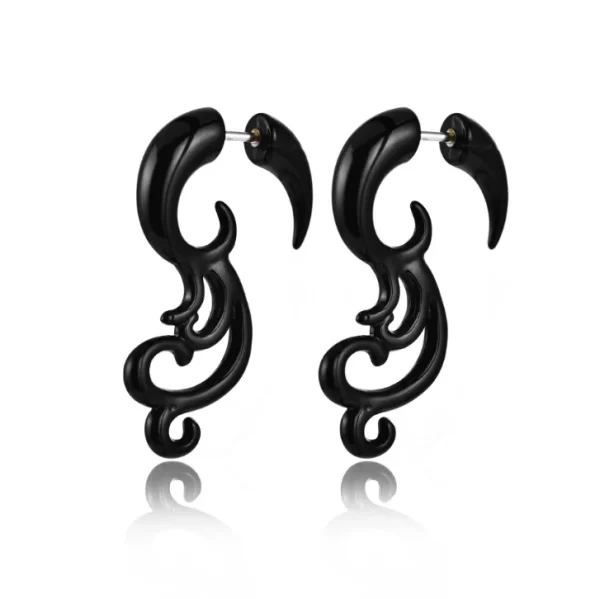 WKOUD Pair Black Acrylic Fake Cheater Twist Spiral Ear Taper Gauges Expanders Earring Tunnel Plugs Piercing Body Jewelry - Image 6