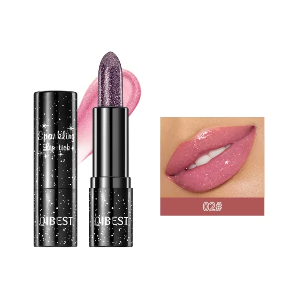 QIBEST Glitter Diamond Lipstick Moisturzing Color Changing Lipstick Pearlescent Shiny Temperature Lip Balm Lasting Lips Makeup - Image 8