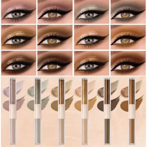 Double-head Matte Shimmer Liquid Eyeshadow Glitter Eye Makeup Pearlescent Lying Silkworm Shiny Natural Long-lasting Cosmetics