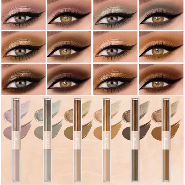 Double-head Matte Shimmer Liquid Eyeshadow Glitter Eye Makeup Pearlescent Lying Silkworm Shiny Natural Long-lasting Cosmetics