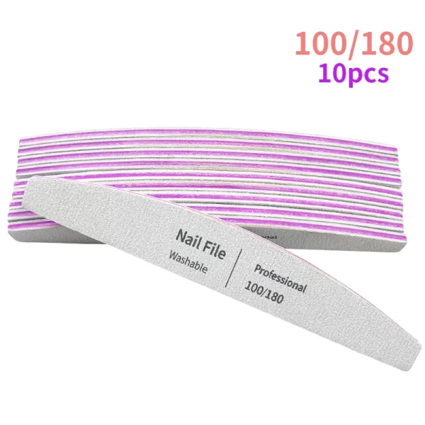 Nail File 100 to 180 Professional Tools Emery for Manicure Lime 240 Sandpaper Gel Polishing Files for Nails Buffers Set Polisher - Image 18