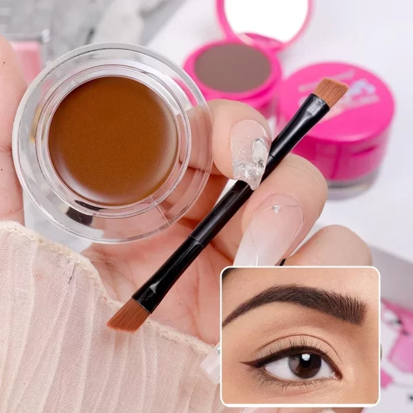 Matte Eyeliner Eyebrow Cream Gel 2 in 1 Waterproof Long Lasting Contouring Brown Black Brow Cream with Brushes Makeup Cosmetics - Image 5