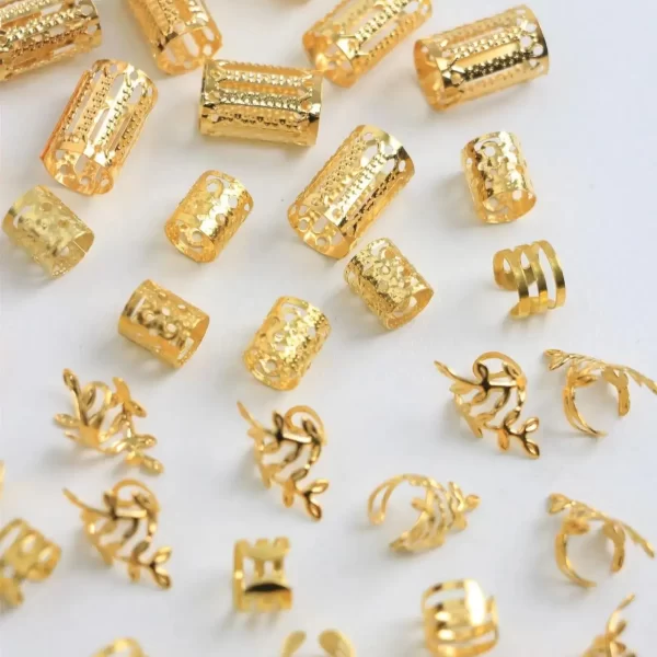 40pcs/set Mixed Hair Rings Set, Dreadlocks Beads Hair Braid Rings Clips Dread Locks Hair Braiding Cuffs Decoration/Accessories - Image 3