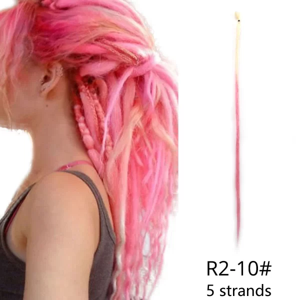 5strands Dreadlocks Hair Extensions Synthetic Faux Locs Crochet Hair Braids Hip-hop Knotless Hook Ombre Braiding African Tribe - Image 7