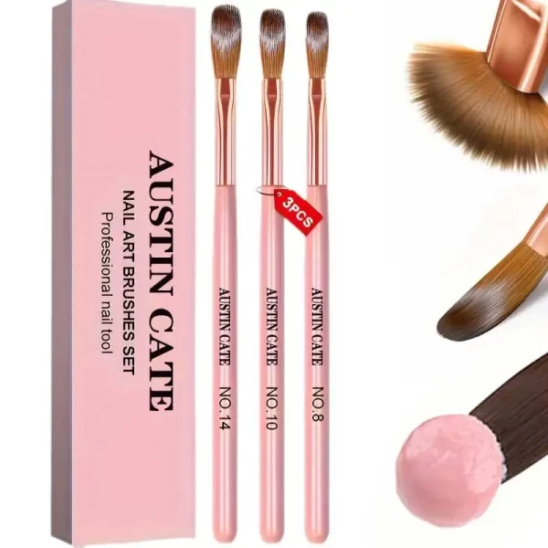 3Pcs Acrylic Nail Brush Set #8/10/14 Professional Acrylic Powder Extension Nail Brushes Nail Art 3D Carving Manicure Salon Tools - Image 2