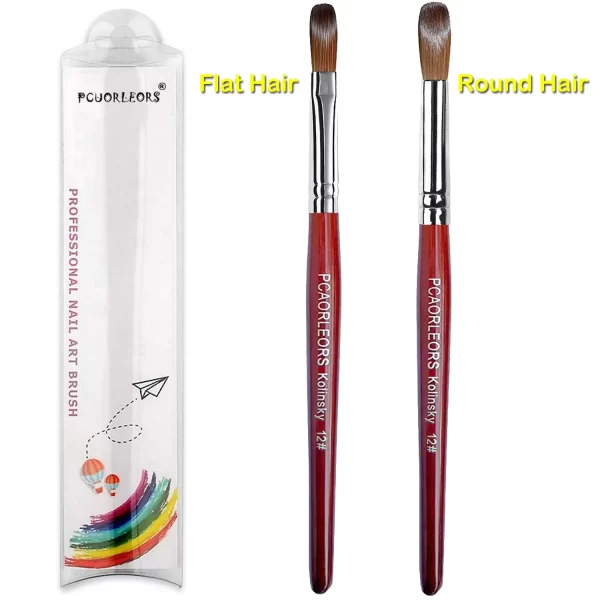 UsiDaer Kolinsky Nail Brush Acrylic with Red Round Wooden Handle and 100% Kolinsky Sable Hair for Crystal UV Gel Painting - Image 13
