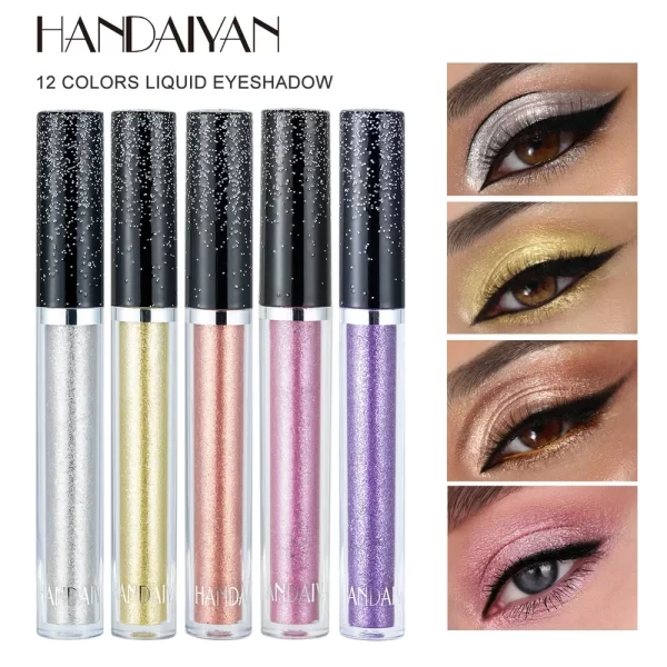 HANDAIYAN Liquid Eyeshadow Metallic Diamond Shiny Eye Liner Pen Giltter Eyeshadow Palette Lasting Shimmer Brighten Cosmetics - Image 2