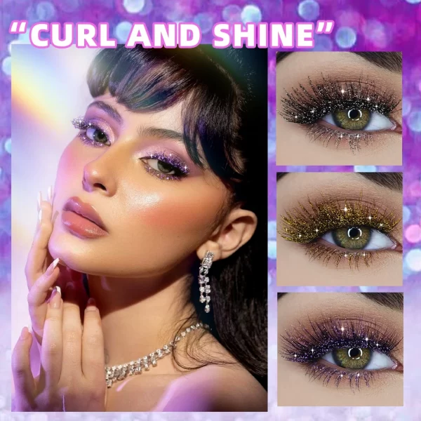 1 PC Diamond Mascara Shining Galaxy Sequins Sweat Proof Glitter Eyelashes Quick Dry Lasting Curling Thick Mascara Shimmer Makeup - Image 2