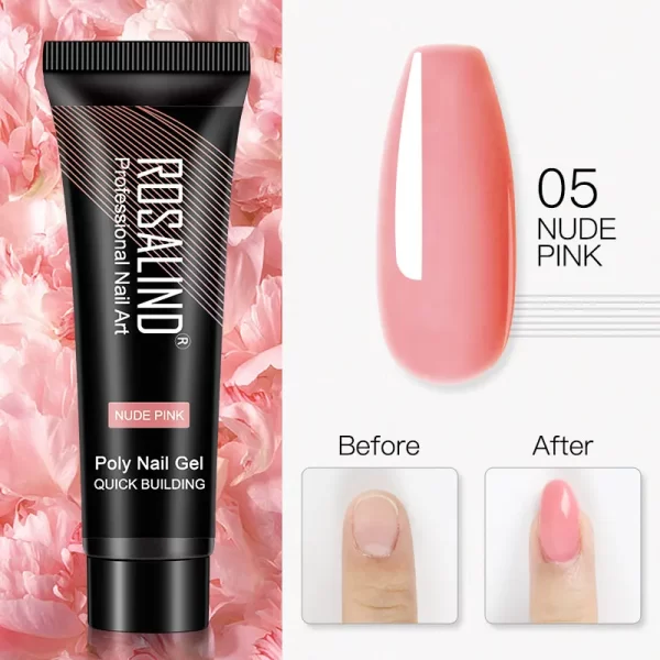 ROSALIND Colorful 15ml Poly Nail Gel Semi Permanent Acrylic Liquid Fast Extension Nail Gel Build Cured with UV/LED Lamp - Image 47