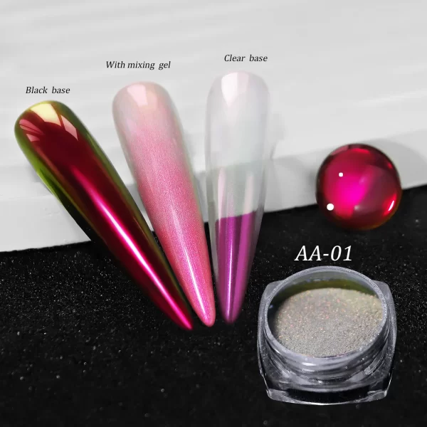 1jar Gradient Chrome Nail Powder Optical Neon Mirror Powder Metallic Mirror Effect Chameleon Pigment Glitter For DIY Manicure - Image 23
