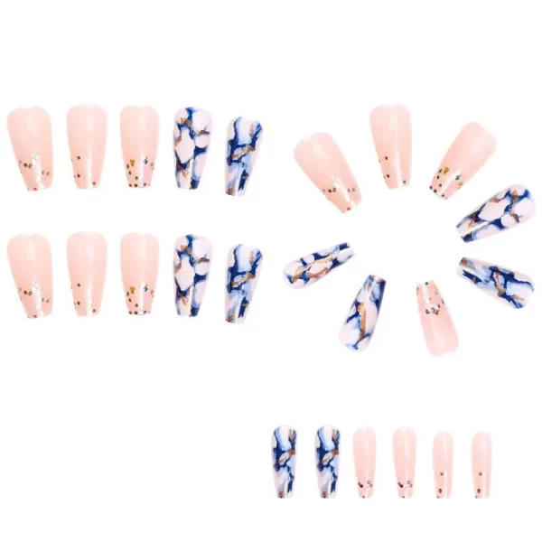 24Pcs Long Fake Acrylic Press On Nails Set Removable Wearing False Nails Tips Decorated Artificial Realistic Nail Art Supplies - Image 4