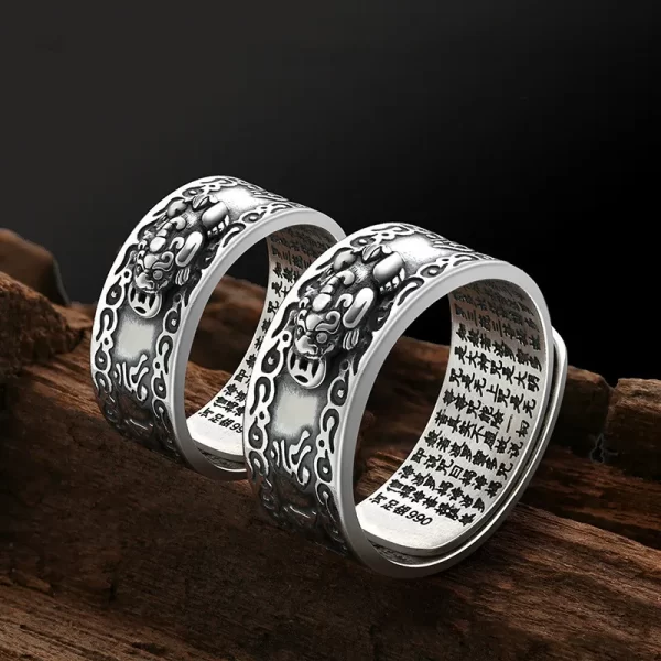 BOCAI S990 Sterling Silver Rings New Fashion Heart Sutra  Six-character Mantra PiXiu Flying Loong Argentum Jewelry Free Shipping - Image 3