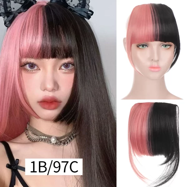 HUAYA Synthetic Hair Bangs Clips Front Side Long Bangs Fake Fringe Clip In Hair Extensions Accessories for Women - Image 11