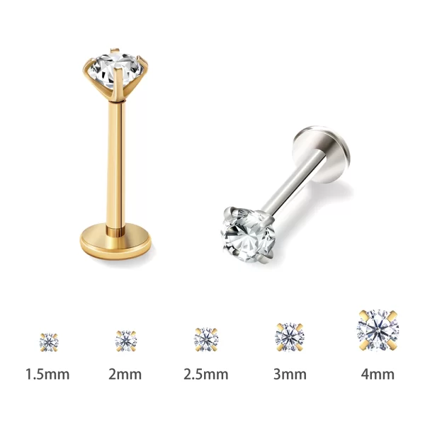 2/6PCS Stainless Steel Eearring Nose Stud Cartilage Piercing Jewelry Helix Tragus Lip Flat Back Tiny Earrings for Women 18G - Image 4
