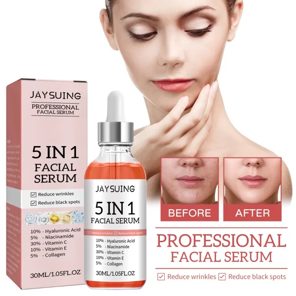 Professional Facial Serum 5 In 1 Reduce Black Spots Anti Aging Brighten Even Skin Tone Fine Lines Wrinkles Vitamin C Face Serum - Image 4