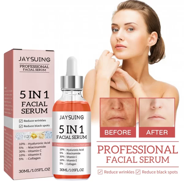 Professional Facial Serum 5 In 1 Reduce Black Spots Anti Aging Brighten Even Skin Tone Fine Lines Wrinkles Vitamin C Face Serum - Image 6