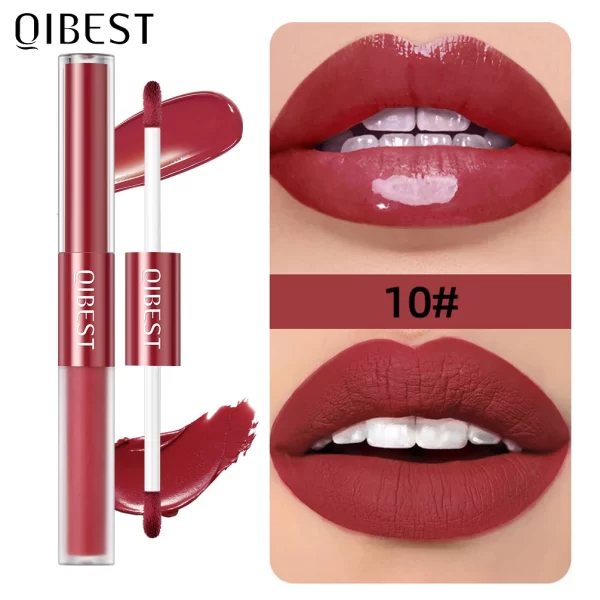 2 IN 1 Double Head Lip Gloss Matte Velvet Red Lip Tint Liquid Lipstick Mirror Gloss Lip Glaze Waterproof Lips Makeup Cosmetics - Image 2