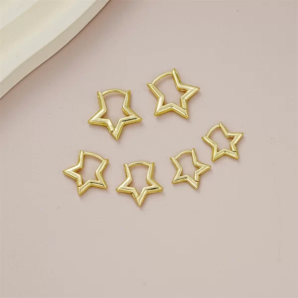 6pcs Set Vintage Glossy Chic Silver Plated Copper Star Hoop Earrings for Women Retro Pentagram Huggie Hoops Daily wear Jewelry - Image 6