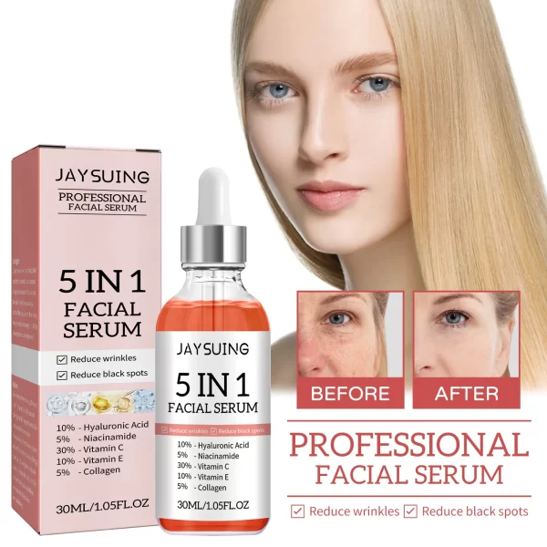Professional Facial Serum 5 In 1 Reduce Black Spots Anti Aging Brighten Even Skin Tone Fine Lines Wrinkles Vitamin C Face Serum - Image 3