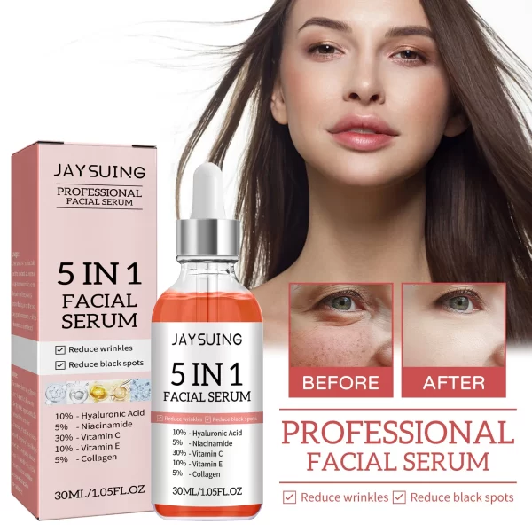 Professional Facial Serum 5 In 1 Reduce Black Spots Anti Aging Brighten Even Skin Tone Fine Lines Wrinkles Vitamin C Face Serum - Image 5