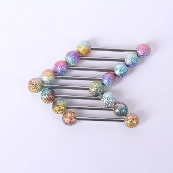 6PCS Stainless Steel Glorious Tongue Ring Bulk 14G Nipple Piercing Bar Lot Glitter Tongue Piercing Set Barbell Piercing Jewelry - Image 24