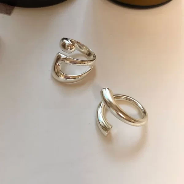 925 Sterling Silver Smooth Rings For Women hollow out chain Jewelry Beautiful Finger Open Rings For Party Birthday Gift - Image 2
