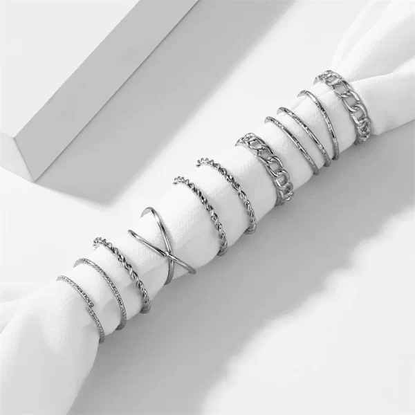 VKME Bohemian Vintage Ring Geometric Metal Ring Set Women Charm Joint Ring, Party Wedding Jewelry Gifts - Image 5