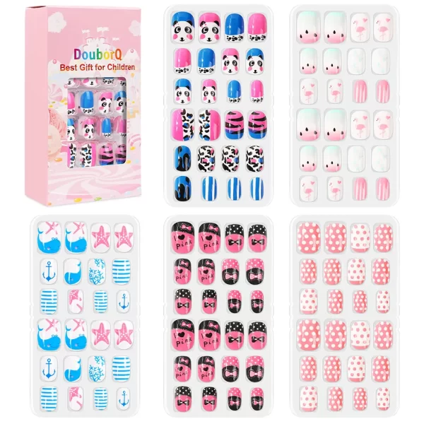 120Pcs Candy Child Nail Tips Kids False Nail Girls Cartoon Press on Nails Colorful Festival Full Cover Nails Cute Manicure Tools - Image 20