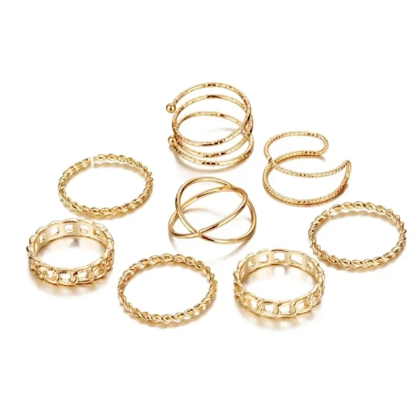VKME Bohemian Vintage Ring Geometric Metal Ring Set Women Charm Joint Ring, Party Wedding Jewelry Gifts - Image 9