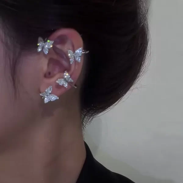 Gold Silver Color Metal Butterfly Ear Clips Without Piercing For Women Sparkling Zircon Ear Cuff Clip Earrings Wedding Jewelry - Image 15