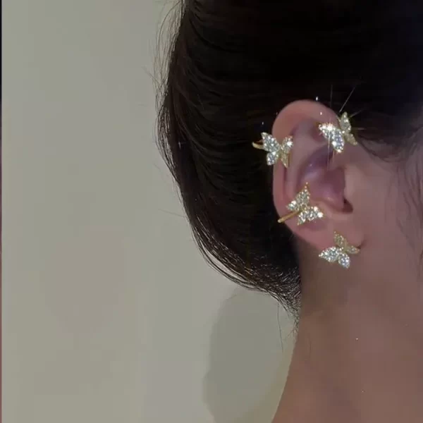 Gold Silver Color Metal Butterfly Ear Clips Without Piercing For Women Sparkling Zircon Ear Cuff Clip Earrings Wedding Jewelry - Image 16