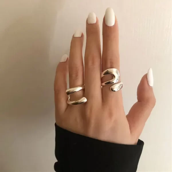 925 Sterling Silver Smooth Rings For Women hollow out chain Jewelry Beautiful Finger Open Rings For Party Birthday Gift - Image 4