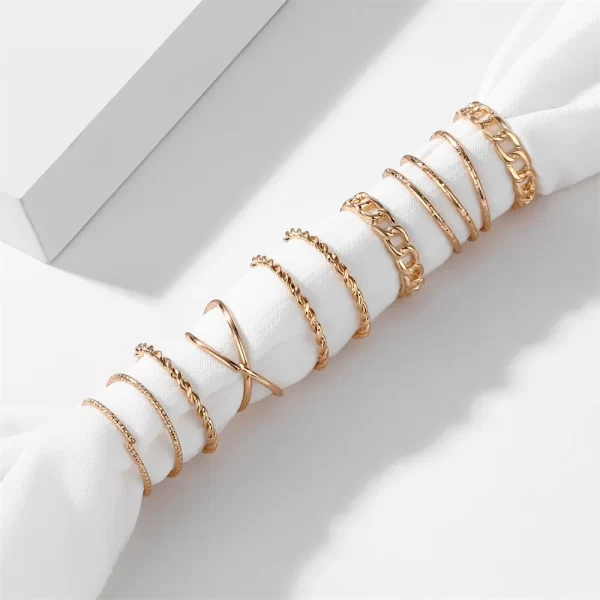 VKME Bohemian Vintage Ring Geometric Metal Ring Set Women Charm Joint Ring, Party Wedding Jewelry Gifts - Image 4