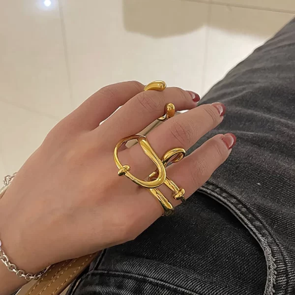 FOXANRY Minimalist Silver Color Rings for Women New Fashion Exaggerated Distorted Lines Geometric Rings Set Party Jewelry - Image 5
