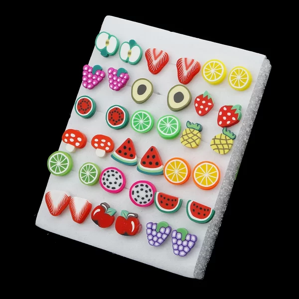 18/36Pairs Colorful Rhinestone Hollow Heart Star Flower Animal Mix Style Moon Crown Small Plastic Stud Earrings Set For Women - Image 10