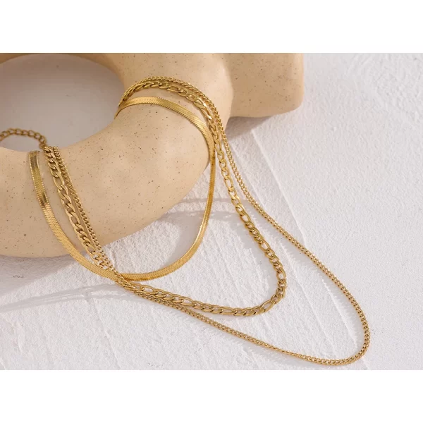 Yhpup Stainless Steel Chain Layered Necklace Separated Set for Women Statement Golden Metalic Waterproof Collar Necklace Jewelry - Image 4