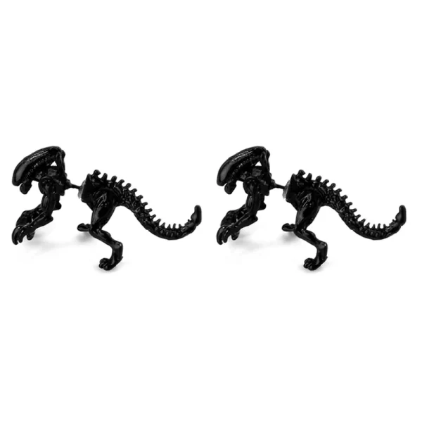 Cool Alien Earrings Black Enamel Stud Earrings For Women Animal Piercing Ear 3D Scary Dinosaur Earrings Jewelry Gifts - Image 4