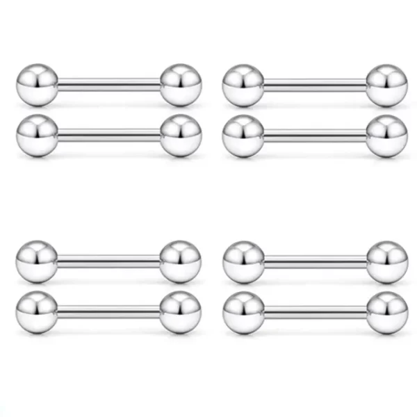 6PCS Stainless Steel Glorious Tongue Ring Bulk 14G Nipple Piercing Bar Lot Glitter Tongue Piercing Set Barbell Piercing Jewelry - Image 20