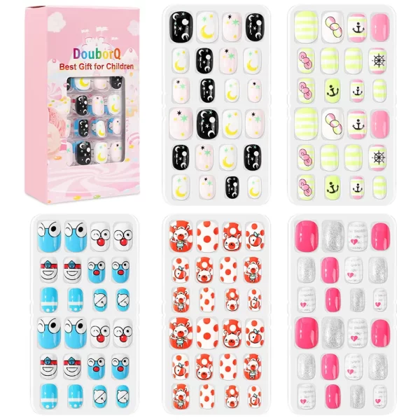 120Pcs Candy Child Nail Tips Kids False Nail Girls Cartoon Press on Nails Colorful Festival Full Cover Nails Cute Manicure Tools - Image 14