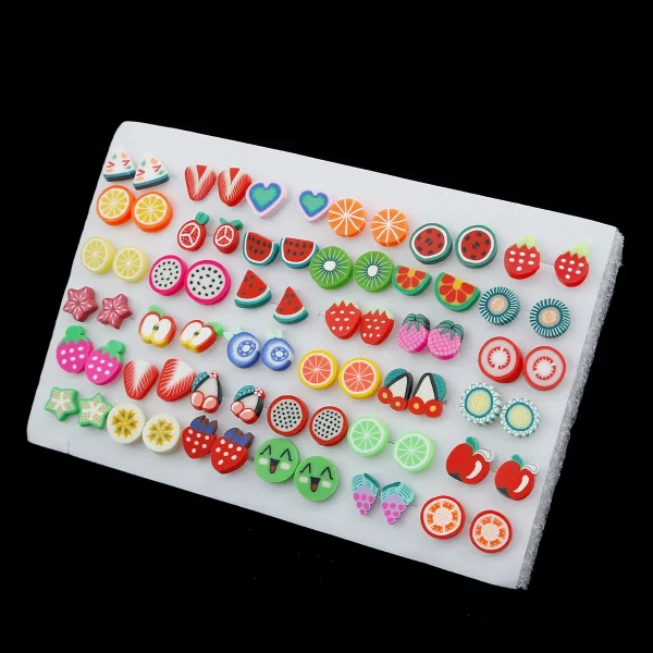 18/36Pairs Colorful Rhinestone Hollow Heart Star Flower Animal Mix Style Moon Crown Small Plastic Stud Earrings Set For Women - Image 20