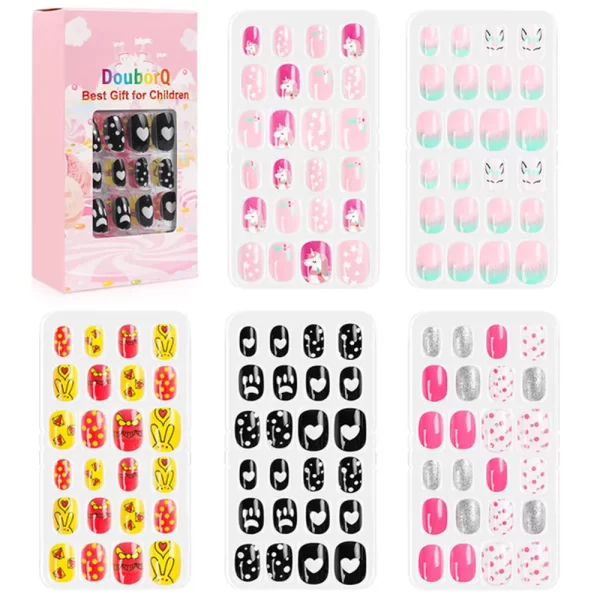 120Pcs Candy Child Nail Tips Kids False Nail Girls Cartoon Press on Nails Colorful Festival Full Cover Nails Cute Manicure Tools - Image 19