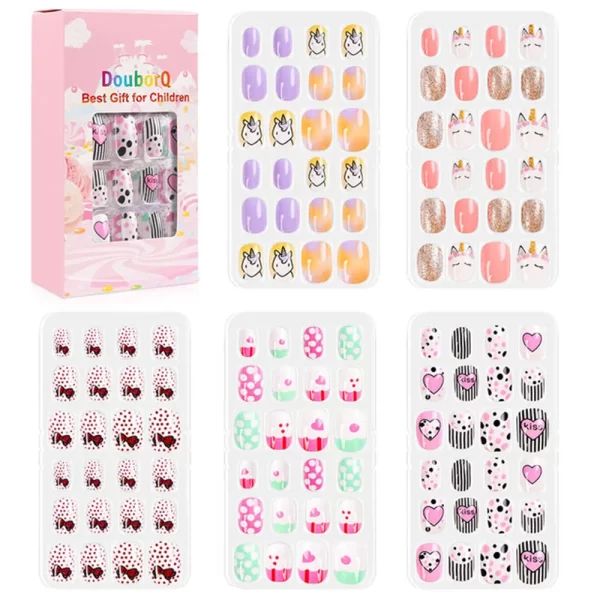 120Pcs Candy Child Nail Tips Kids False Nail Girls Cartoon Press on Nails Colorful Festival Full Cover Nails Cute Manicure Tools - Image 13